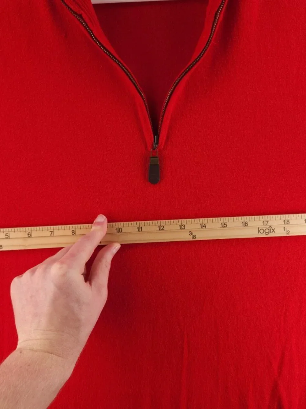 Orvis Cotton Silk Cashmere Pullover Red Sweater Soft 1/4 Zip Knit Mock Neck